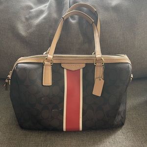 COACH SIGNATURE STRIPE NANCY SATCHEL F30662